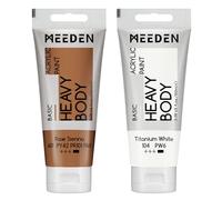 MEEDEN Acrylic Paint Raw Sienna: 100ml/3.38oz x 2 with Titanium White | Heavy Body Artist Acrylic Paint Set for Canvas, Wood & Craft, Non-toxic Creamy Art Paint with Titanium White for Mixing