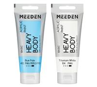 MEEDEN Acrylic Paint Set Blue Pale: 100ml Heavy Body Acrylic Paints Tube Bundled with Additional Titanium White Colour for Art Craft Painting
