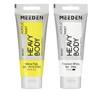 MEEDEN Acrylic Paint Yellow Pale: 100ml Heavy Body Acrylic Paint Tube Art Supplies Bundled with Additional Titanium White Colour for Art Craft Painting