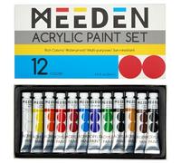 MEEDEN Beginners Acrylic Paint Set: 12 Colours 12ml/0.41 fl oz Heavy Body Starter Set - Non-toxic Rich Pigments Art Paint for Adults Hobbists Painting on Canvas Wood Fabric Craft