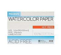MEEDEN Cotton Watercolor Paper Block: 18 x 12.5 cm Hot Pressed of 20 Sheets