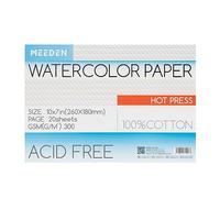 MEEDEN Cotton Watercolor Paper Block: 26 x 18 cm Hot Pressed of 20 Sheets