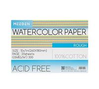MEEDEN Cotton Watercolor Paper Block: 26 x 18 cm Rough Grain of 20 Sheets