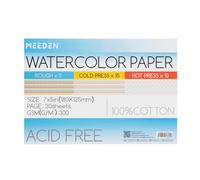 MEEDEN Cotton Watercolor Paper Block: 3 Textures 18 x 12.5 cm of 30 Sheets