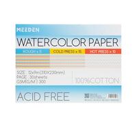 MEEDEN Cotton Watercolor Paper Block: 3 Textures 31 x 23 cm of 30 Sheets