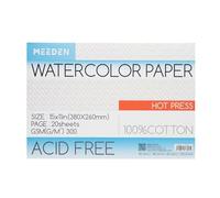 MEEDEN Cotton Watercolor Paper Block: 38 x 26 cm Hot Pressed of 20 Sheets