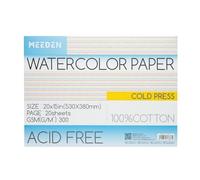 MEEDEN Cotton Watercolor Paper Block: 53 x 38 cm Cold Pressed of 20 Sheets