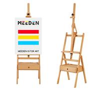 MEEDEN Forward Tilt Studio H-Frame Easel with Art Supply Storage Drawer - Adjustable (58"~75") Solid Beech Wood Easel Stand for Artists, Students and Beginners, Holds Canvas Art up to 37"