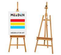 MEEDEN Large Painters Easel Adjustable Solid Beech Wood Artist Easel, Studio Easel for Adults with Brush Holder, Holds Canvas up to 48"