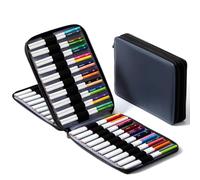 MEEDEN Marker Pencil Organizer Case: Premium PU Leather Pouch Lined with Silky Velvet - Large Capacity Fountain Pen Rollerball Pen Bag Supplies for Artists - Slate Gray