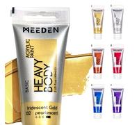 MEEDEN Metallic Acrylic Paint Set: 6 Colors Metallic Paint Tubes 2oz / 60ml - Thick Gold Silver Copper Paint for Painting Canvas Crafts Egg Metal
