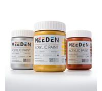 MEEDEN Metallic Acrylic Paint Set: Gold Silver Copper Paint 3 Colors x 300ml for Adults on Crafts - Thick Gold Leaf Paints for Decor Wood Furniture Painting