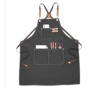 MEEDEN Painting Apron for Men Women: Adjustable Cross Back Waterproof Polyester Canvas Art Apron with 3 Pockets - Artist Apron for Acrylic Oil & Watercolor Painting, Gardening, Cooking - Taupe