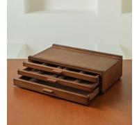 MEEDEN PRO 3 Drawers Artist Supply Storage Box - Solid Beech Wood Art Supply Storage Box - Portable Organizer Drawers for Pastels, Pencils, Pens, Brushes