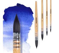 MEEDEN Professional Watercolor Brushes Set of 4, Paintbrushes with Beech Wood Handle, Artist Paint Brushes Set for Watercolor, Perfect for Beginners, Hobbyists & Professionals, Individual Packaging