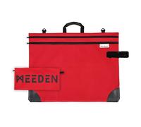 MEEDEN Red Studio Art Portfolio Case A2/A3 Size with 2 Compartments & Shoulder Strap, 600D Oxford Cloth Spill-Resistant Waterproof Artist Sketching Supplies Case for Students, Designers (51 X 66 CM)