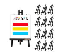 MEEDEN Small Tabletop Easel Stand: 40 cm x 12 Pack Pine Wood Table Top Display Stand for Painting - Black Mini Wooden Easel for Sign Picture Party Classroom