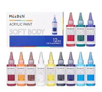 MEEDEN Soft Body Acrylic Paints Set: 12 Matte Finish Colors x 60ml/2oz Fluid Acrylic Paints for Art Painting on Canvas Wood & Glass for Students Adults Artists