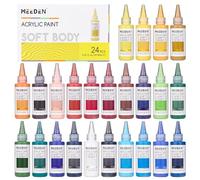 MEEDEN Soft Body Acrylic Paints Set: 24 Matte Finish Colors x 60ml/2oz Fluid Acrylic Paints for Art Painting on Canvas Wood & Glass for Students Adults Artists