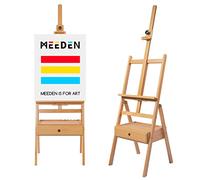 MEEDEN Studio H-Frame Easel with Art Supply Storage Drawer - Adjustable (60"~75") Solid Beech Wood Easel Stand for Artists, Students and Adults, Holds Canvas Art up to 35"