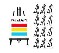 MEEDEN Tabletop Easel Stand for Painting: 50 cm x 12 Pack Pine Wood Table Top Display Stand for Sign - Black Mini Wooden Easel for Picture Party Classroom