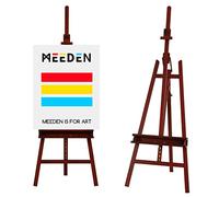 MEEDEN Walnut Large Painters Easel Adjustable Solid Beech Wood Artist Easel, Studio Easel for Adults with Brush Holder, Holds Canvas up to 48"
