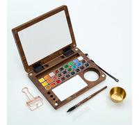 MEEDEN Watercolor Paint Set - Luxury 27 Color Collection with Black Walnut Case, Natural Squirrel Hair Brushes & Artist Grade Paints, Perfect Travel Watercolor Kit for Artists & Beginners.
