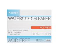MEEDEN Watercolor Paper Block - 100% Cotton Watercolor Paper Pad of 20 Sheets, 140lb/300gsm, Acid-Free Art Paper for Watercolor, Gouache, Ink and More, 16" x 12" Hot Press