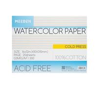 MEEDEN Watercolor Paper Block - 100% Cotton Watercolor Paper Pad of 20 Sheets, 140lb/300gsm, Acid-Free Art Paper for Watercolor, Gouache, Ink and More, 16" x 12" Cold Press
