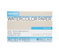 MEEDEN Watercolor Paper Block - 100% Cotton Watercolor Paper Pad of 20 Sheets, 140lb/300gsm, Acid-Free Art Paper for Watercolor, Gouache, Ink and More, 15" x 10" Rough