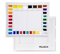 MEEDEN Watercolour Ceramic Palette: 33 Well Large Porcelain Paint Mixing Palettes with Plastic Lid for Studio, 34.5 x 27.4 cm