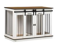 Meedlopia Dog Crate Furniture, Heavy Duty Dog Kennel, Decorative End Table Pet House, Chew-Resistant, Stylish, White, 88.5H x 120W x 60D cm, Indoor/Outdoor, Medium/Small Dogs