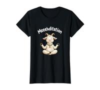 Meeehditation Funny Goat Yoga Value Graphic T-Shirt, Women, Black, M