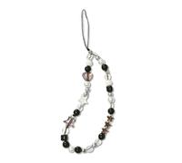Meefisher Black Star Beaded Phone Charm, Gothic Y2K Crystal Phone Lanyard | Aesthetic Anti-Lost Phone Strap, Stylish Keychain Bag Earbud Case Pendant Accessory for Women