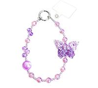 Meefisher Butterfly Beaded Phone Charm Wrist Strap Crystal Lanyard | Cute Y2K Key Holder,Aesthetic Floral Gift, Bag Accessory