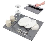Meegoo Large Stone Drying Mat for Kitchen Counter, Quick Dry Stone Mat Kitchen, Superb Absorbent Foldable Diatomaceous Earth Dish Drying Mat for Dishes Bottles Cups, 19.6"(L)×15.7"(W), Marble Gray