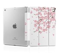 MEEgoodo Case for iPad 10.2 inch, Case for iPad 9th Generation 2021/ 8th Generation 2020/ 7th Gen 2019, Tablet Cover with Silk Texture & PC Back Cover, Cherry Blossoms