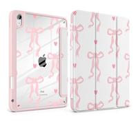 MEEgoodo Case for iPad A16 11th Generation 11 inch 2025/10th Gen 10.9 inch 2022, Cover with Transparent Acrylic Back Shell,Tablet Case with Pencil Holder+Auto Wake/Sleep+ Stand, Trendy Bow & Hearts