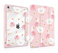 MEEgoodo Case for iPad A16 11th Generation 11 inch 2025/10th Gen 10.9 inch 2022, Cover with Transparent Acrylic Back Shell,Tablet Case with Pencil Holder+Auto Wake/Sleep+ Stand, Goose Farm & Bows