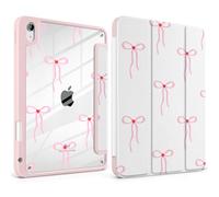 MEEgoodo Case for iPad A16 11th Generation 11 inch 2025/10th Gen 10.9 inch 2022, Cover with Transparent Acrylic Back Shell,Tablet Case with Pencil Holder+Auto Wake/Sleep+Stand, Bows & Little Hearts