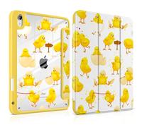 MEEgoodo Case for iPad A16 11th Generation 11 inch 2025/10th Gen 10.9 inch 2022, Tablet Case with Transparent Acrylic Back Shell+Pencil Holder+Auto Wake/Sleep+Folding Stand, Cute Little Chick