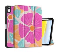 MEEgoodo Case for iPad A16 11th Generation 11 inch 2025/iPad 10th Generation 10.9 inch 2022, Tablet Cover with Trifold Stand + Pencil Holder + Auto Wake/Sleep + Soft TPU Back Cover, Hand-Drawn Blossom