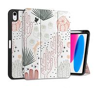 MEEgoodo Case for iPad A16 11th Generation 11 inch 2025/iPad 10th Generation 10.9 inch 2022, Tablet Cover with Trifold Stand + Pencil Holder + Auto Wake/Sleep + Soft TPU Back Cover, Cacti