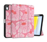 MEEgoodo Case for iPad A16 11th Generation 11 inch 2025/iPad 10th Generation 10.9 inch 2022, Tablet Cover with Trifold Stand + Pencil Holder + Auto Wake/Sleep + Soft TPU Back Cover, Pink Style Floral