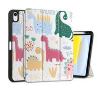 MEEgoodo Case for iPad A16 11th Generation 11 inch 2025/iPad 10th Generation 10.9 inch 2022, Tablet Cover with Trifold Stand + Pencil Holder + Auto Wake/Sleep + Soft TPU Back Cover, Cute Dinosaurs