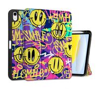 MEEgoodo Case for iPad A16 11th Generation 11 inch 2025/iPad 10th Generation 10.9 inch 2022, Tablet Cover with Trifold Stand + Pencil Holder + Auto Wake/Sleep + Soft TPU Back Cover, Art Graffiti Style