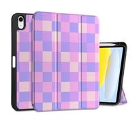 MEEgoodo Case for iPad A16 11th Generation 11 inch 2025/iPad 10th Generation 10.9 inch 2022, Tablet Cover with Trifold Stand + Pencil Holder + Auto Wake/Sleep + TPU Back Cover, Colorful Square Pattern