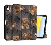MEEgoodo Case for iPad A16 11th Generation 11 inch 2025/iPad 10th Generation 10.9 inch 2022, Tablet Cover with Trifold Stand + Pencil Holder + Auto Wake/Sleep + Soft TPU Back Cover, Cute Little Bear