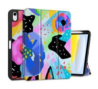 MEEgoodo Case for iPad A16 11th Generation 11 inch 2025/iPad 10th Generation 10.9 inch 2022, Tablet Cover with Trifold Stand + Pencil Holder + Auto Wake/Sleep + TPU Back Cover, Colorful Painted Floral