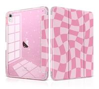 MEEgoodo Case for iPad A16 11th Generation 2025/10th Generation 2022, Glitter Tablet Cases with Transparent Acrylic Back+Trifold Stand +Pencil Holder+Auto Wake/Sleep,Romantic Pink Square